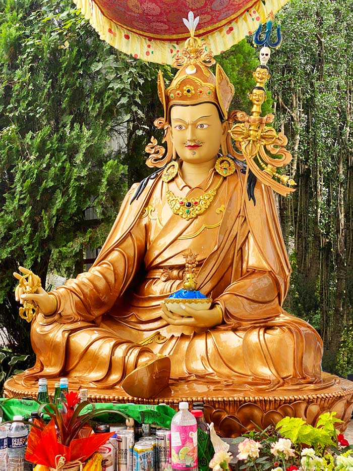 New 8' Guru Rinpoche statue at KPC Maryland awaiting enthronement in the Peace Park.