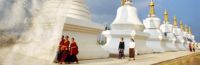 Stupas at Palyul Namdroling Temple in Bylakuppe, Mysore, India