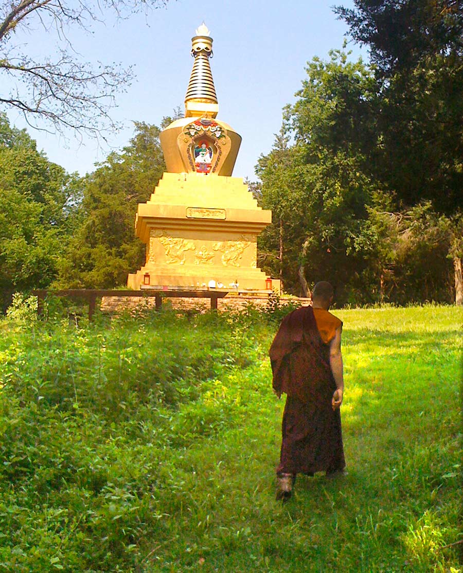 The 38' high Migyur Dorje Stupa at KPC Maryland, which contains a relic of Terton Migyur Dorje.