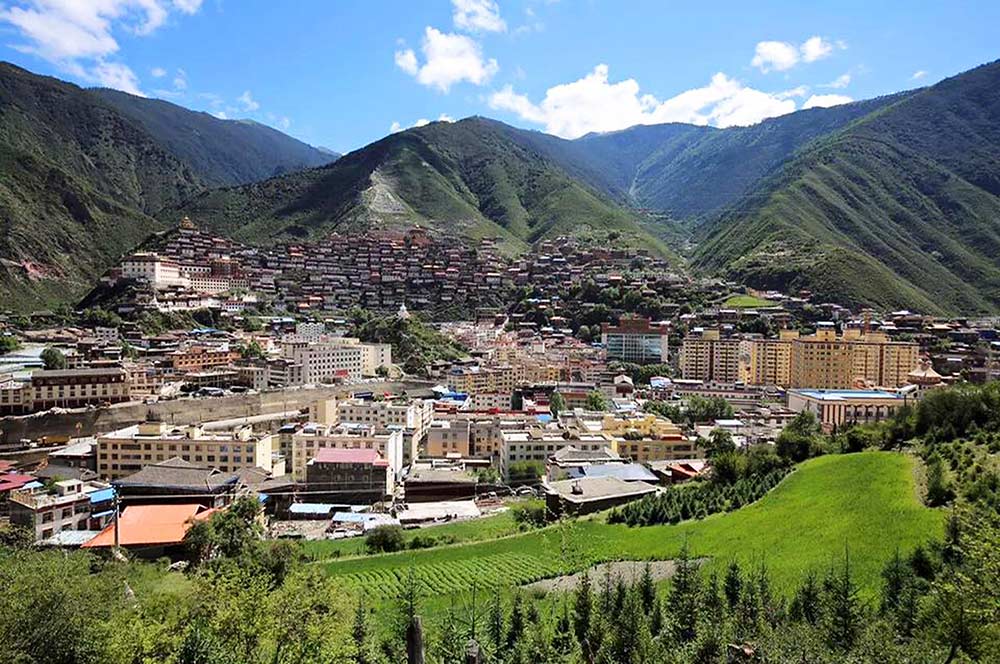 The original Palyul Monastery sits above the town of Palyul in Sichuan province, China