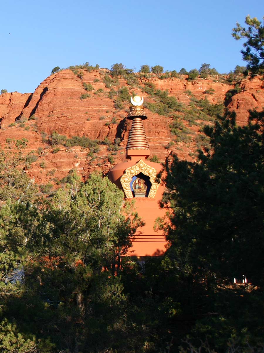 The Amitabha Stupa in Sedona Arizona, as seen from the path.