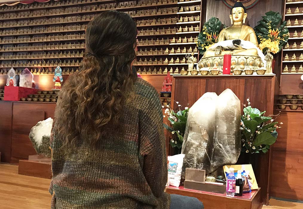 Meditating at the 1000 Buddha altar at KPC Maryland
