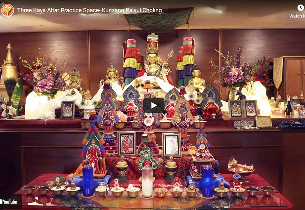 A Mandala altar for practice in front of the Three Kaya Altar at KPC Maryland