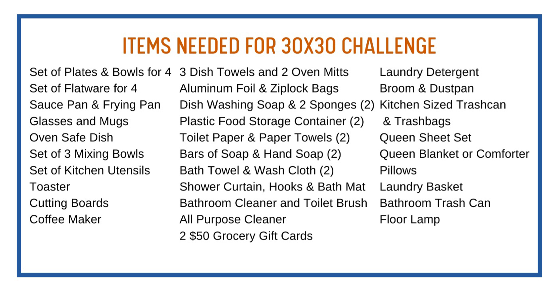 Items needed MCCH