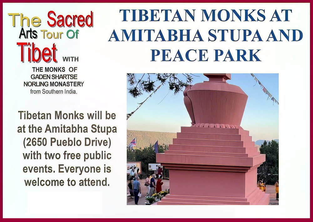 Monks at Amitabha Stupa poster