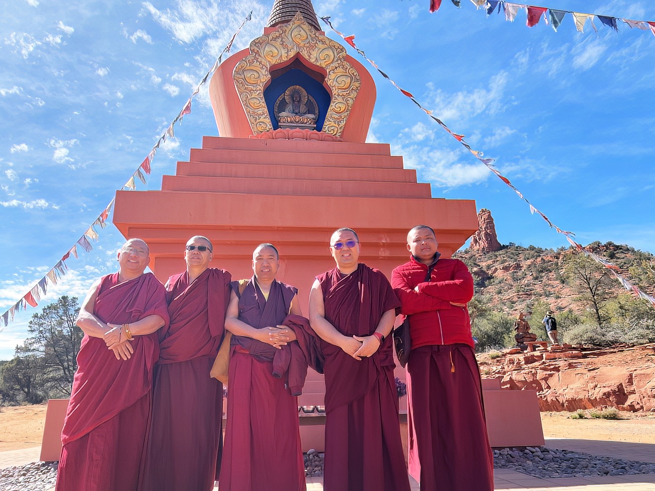 Gaden Shartse Monks at Stupa