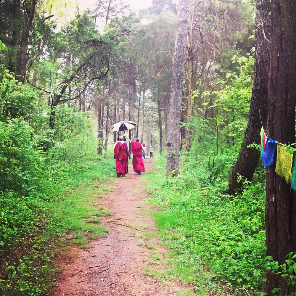 Nuns walking on pathway-web