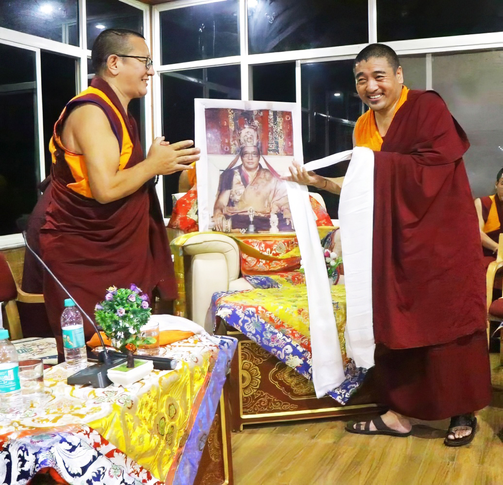 Khenpo Tenzin with Photo of HH Penor Rinpoche
