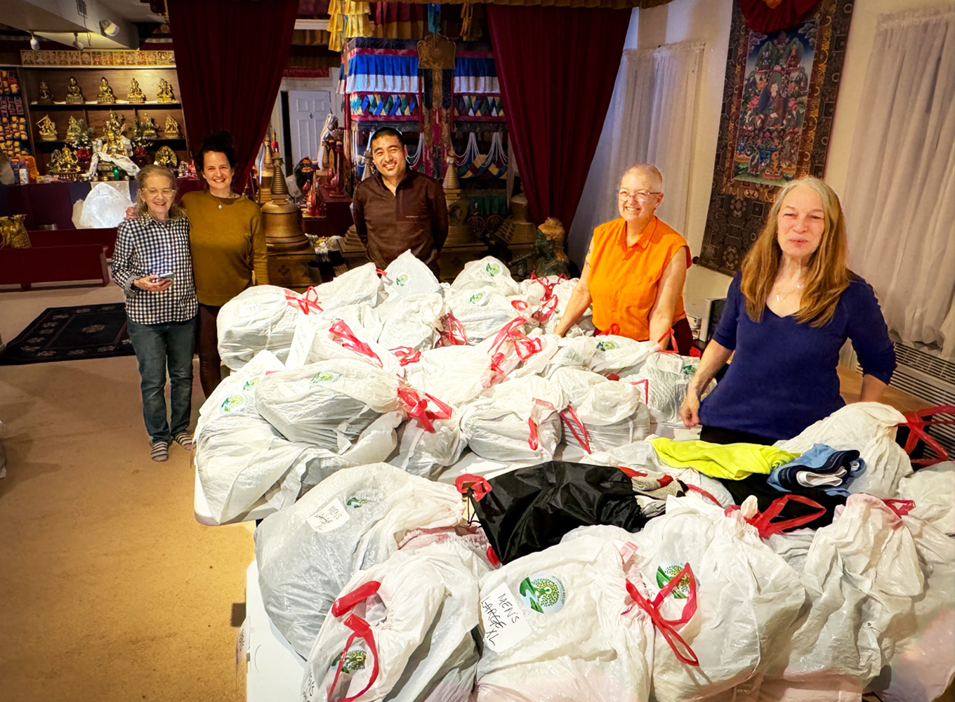 KTK with Buddhist Relief bagging clothing